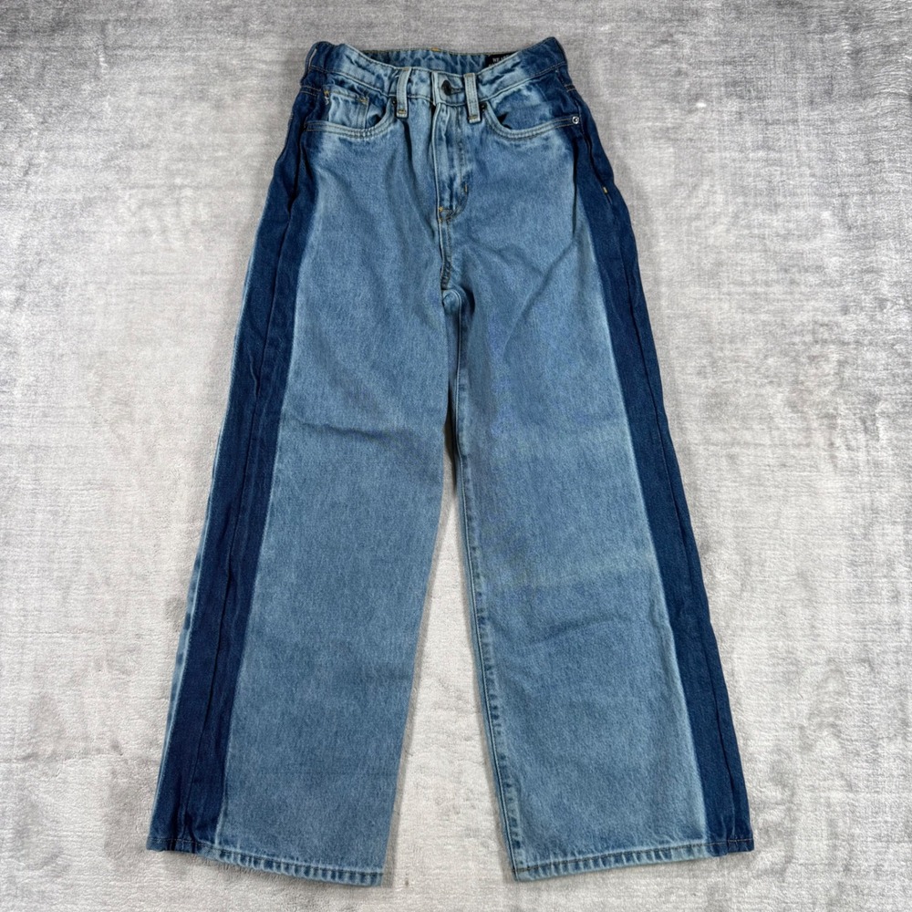 Buffalo David Bitton Addisson Jeans Women 25 Blue Side Stripe Wide Leg Baggy